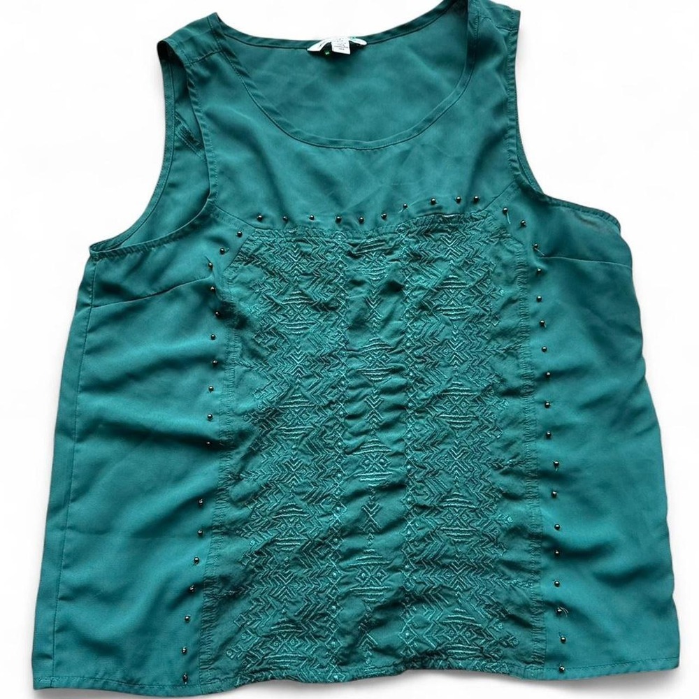 ✨ Indie Vibe ✨ American Eagle Green Beaded Tank Top